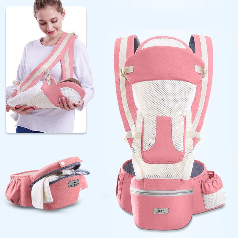 Ergonomic Baby Carrier Infant Baby Hipseat Carrier 3 In 1 Front Facing Ergonomic Kangaroo Baby Wrap Sling - One Red Hill
